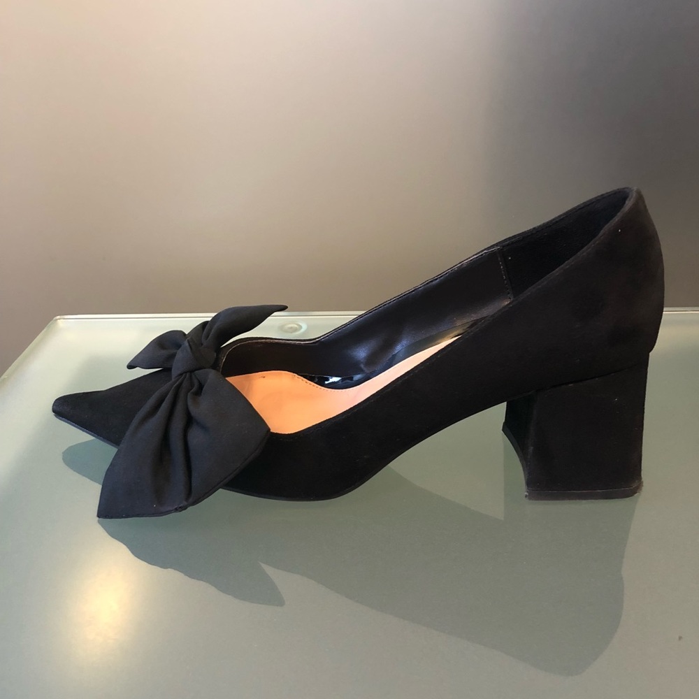 ZARA Black Bow Block Heels - Size 40